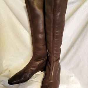 CHANEL Brown Lambskin Pull On Boots 37